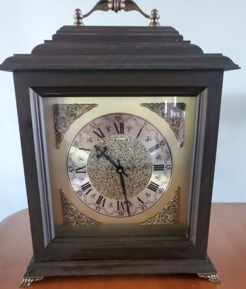 Vintage Bulova Chime Wooden Cabinet Mantel Clock 11.5" x 14.5" working