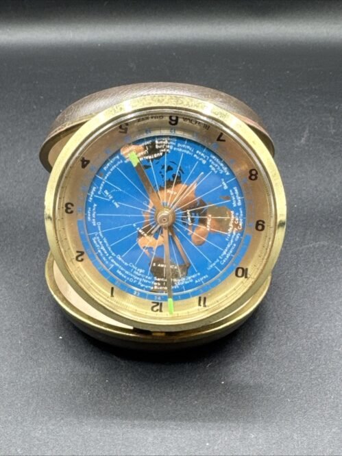 Vintage Bulova Folding Quartz World Time Travel Alarm Clock Japan UnTested