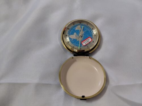 Vintage Bulova Folding Quartz World Time Travel Alarm Clock Japan With Case
