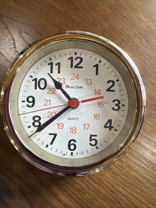 Vintage Bulova Japan Metal Brass Wall Ships Round Clock 7.5" Works Great