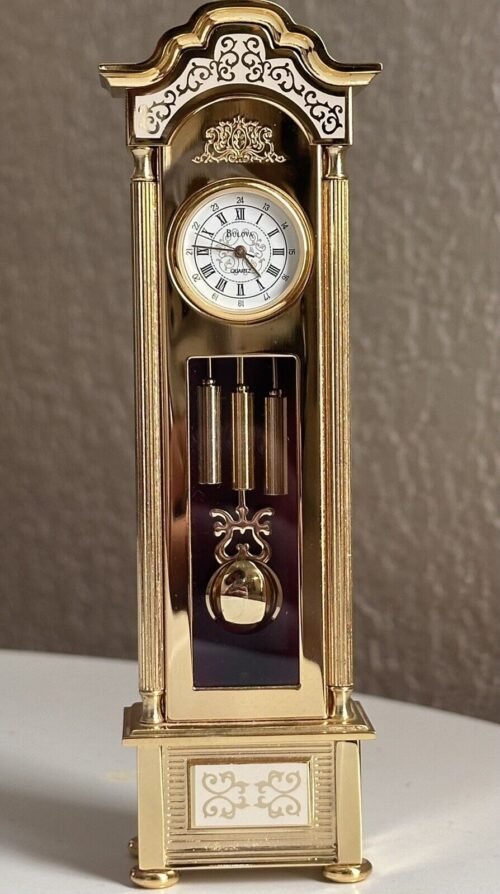 Vintage Bulova Miniature Grandfather Clock - B0555 - New Battery Installed