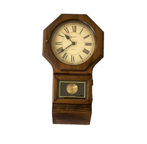 Vintage Bulova Octagon Quartz Pendulum Regulator Style Wall Clock C3529 - Tested