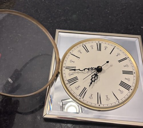 Vintage Carriage House Mirror Wall Clock 1985 Roman Numerals Chrome Trim Works