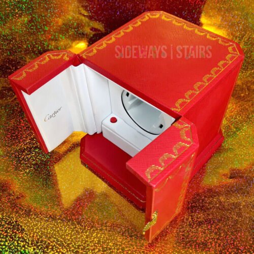 VINTAGE CARTIER WATCH WINDER BOX missing cuff battery powered red gold 90s RARE