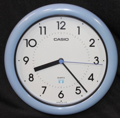 Vintage CASIO Blue Analog Quartz Wall Clock Weather Resistant! Round 8.5" WORKS!