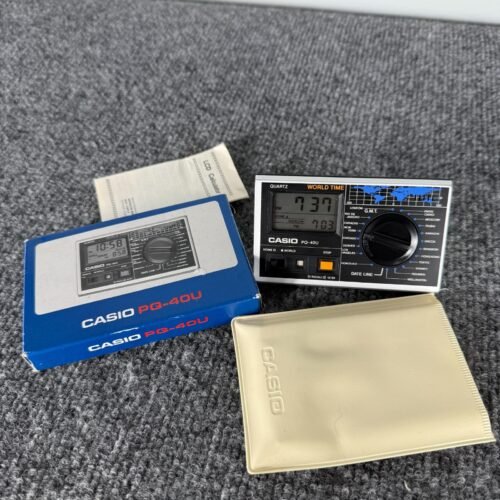Vintage Casio Clock PQ-40U Travel Alarm Clock World Time Original Box and Case