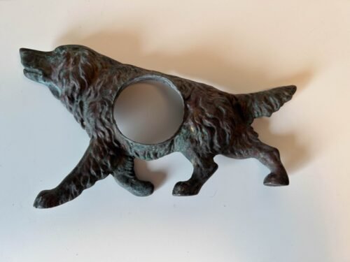 Vintage Cast Iron Dog Clock 10"x5" holder