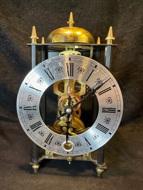 Vintage Cast Iron Skeleton Mechanical Mantle Desk Wall Clock - No Key