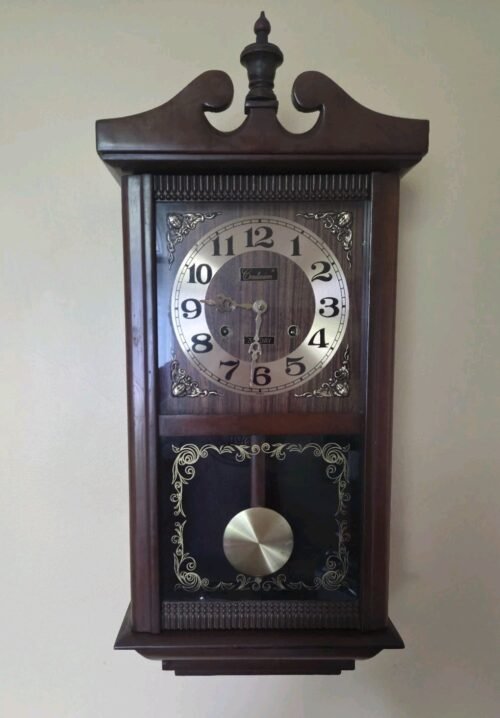 Vintage Centurion 35-Day Wall Clock Chimes W/Key & Pendulum Regulator