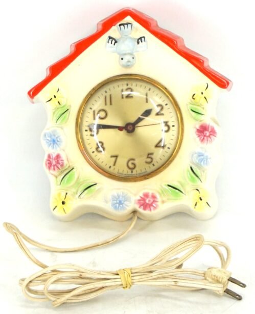 Vintage Ceramic Bird house Electric Sessions Clock - Working