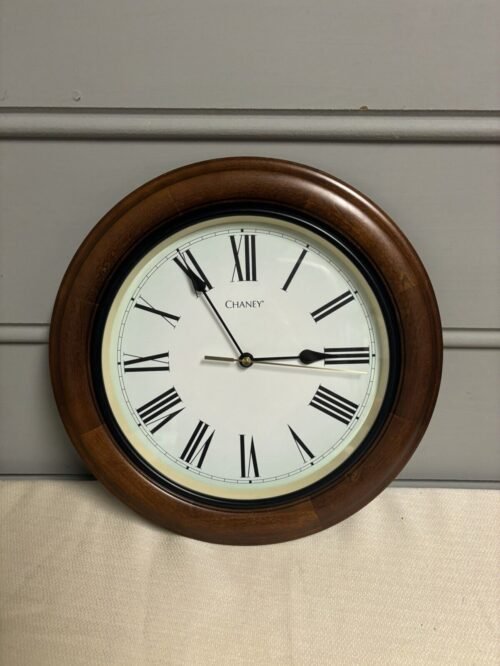 Vintage Chaney Quartz Wall Clock Metal Frame with Glass Lens 10" Diameter