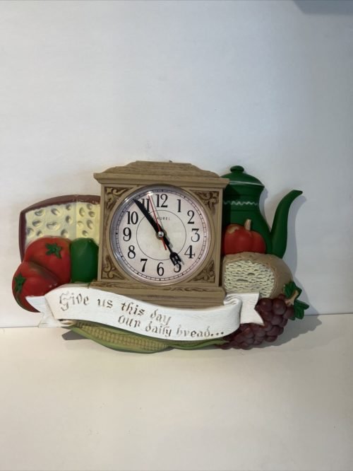 VINTAGE CHEN STAR "GIVE US THIS DAY OUR DAILY BREAD" WALL CLOCK Broke Top Pc