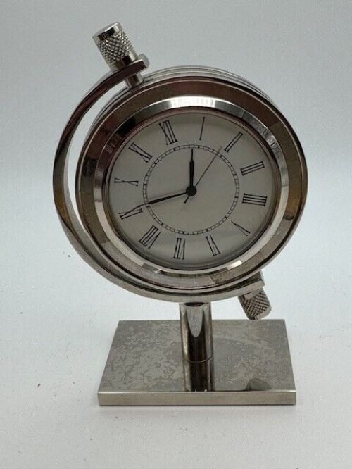 Vintage Chrome Desktop Clock New Battery