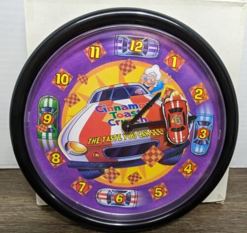 Vintage Cinnamon Toast Crunch Race Car Wall Clock 1990s in Box Collectibles