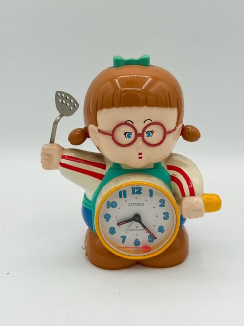 Vintage Citizen Talking Alarm Clock Girl Cook Chef Figure Japan Rare Retro