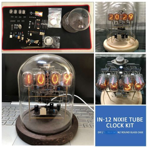 Vintage Classic IN-12 Nixie Tube Clock Kit DIY/Round Glass Case/Unassembled