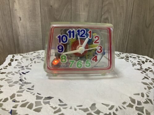 Vintage Clear skeleton Ingraham Toastmaster table clock Retro Electric Alarm