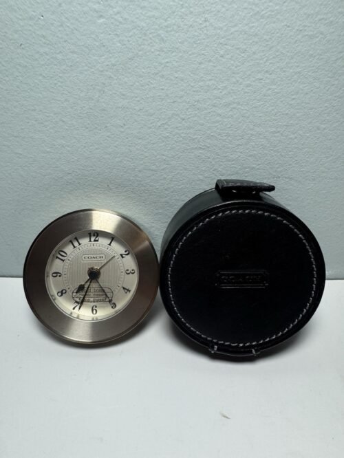 Vintage Coach Travel Alarm Clock Solid Brass - Excellent w/ Box + New Battery