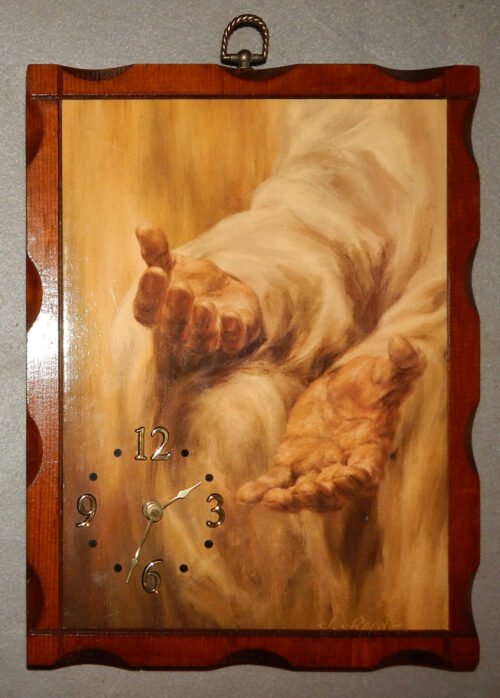 Vintage Come Unto Me Picture Wall Clock (14 1/2" x 10 7/8") Real Wood, open box