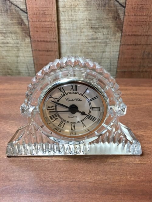 Vintage Crystal Clear 24% Lead Crystal Quartz Mantel Desk Small Quartz Clock