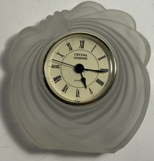 Vintage Crystal Legends By Godinger Quartz Matte Crystal Desk Clock