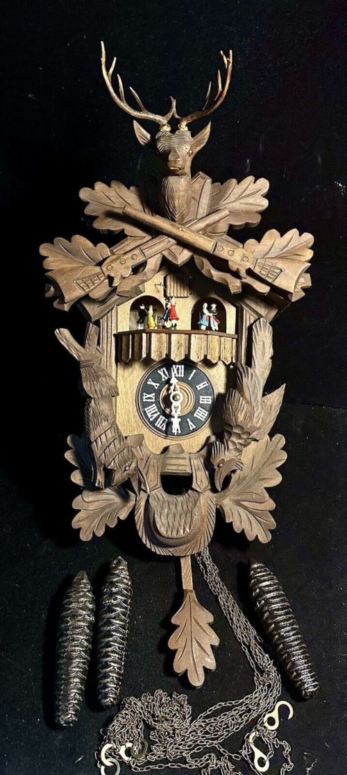 Vintage Cuendet Hunter Cuckoo Clock Musical image