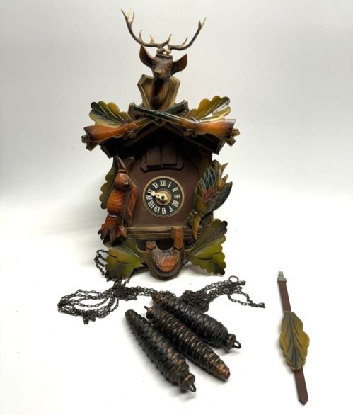Vintage Cuendet Musical Swiss Chalet Cuckoo Clock Hunting Danube UNTESTED