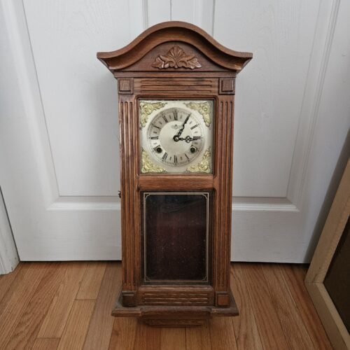 Vintage D&A Oak Wooden 25x11x6" Chiming Regulator Clock