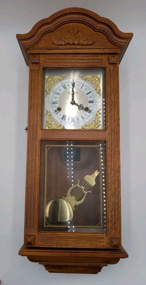 Vintage D&A Oak Wooden Chiming Regulator Clock