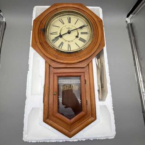 Vintage D & A Schoolhouse Regulator Wall Clock Chiming with Pendulum. New In Box