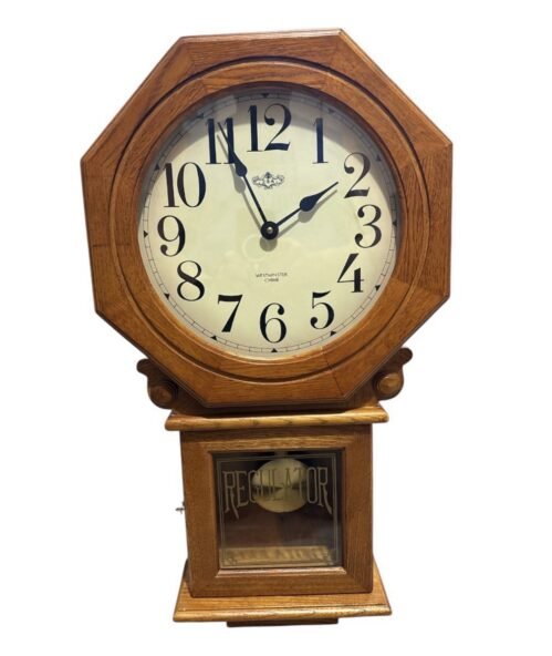 Vintage DEA Regulator Wall Clock Oak Pendulum Westminster Chime Working 9311