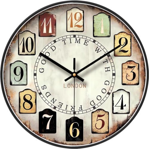 Vintage Decorative Clock with Large Arabic Numerals, Classic Wall Clock for Livi