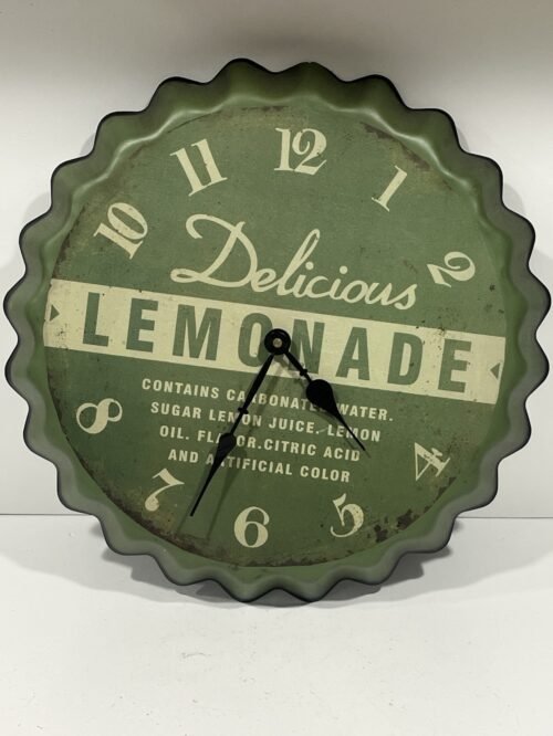 Vintage Delicious Lemonade Wall Clock Bottle Cap 13''