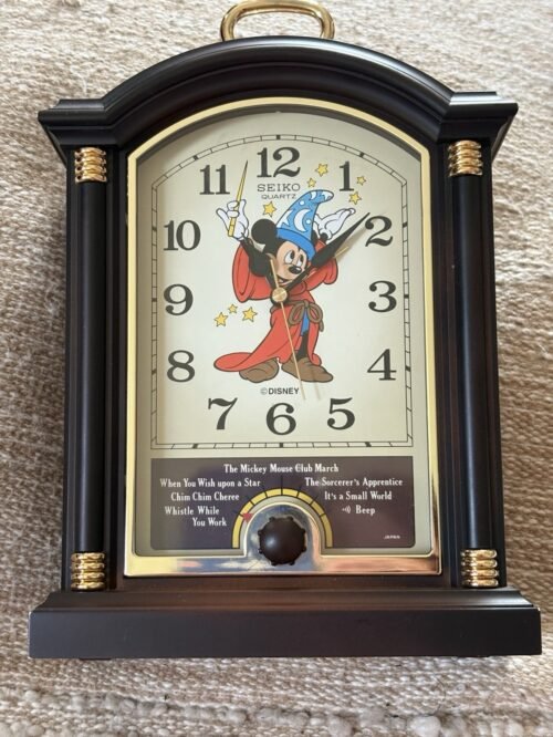 Vintage Disney Mickey Mouse Mantle Musical Alarm Clock Seiko Quartz 1990s READ!!