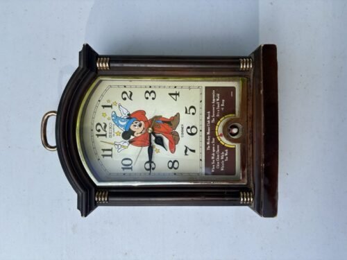 Vintage Disney Mickey Mouse Mantle Musical Alarm Clock Seiko Quartz 1990s READ!!