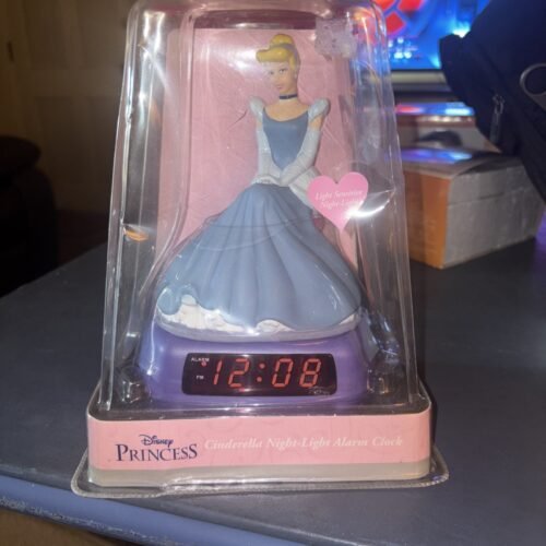 Vintage Disney princess Cinderella Night Light Alarm Clock Model 94522 new i