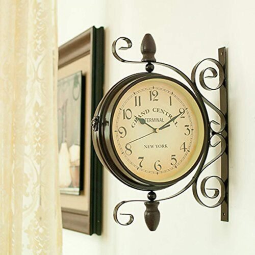 Vintage Double Sided Wall Clock for Outdoor Decorative