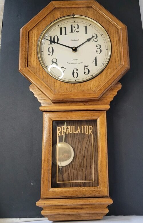 Vintage Durham Regulator Clock Quartz Wooden Westminster Chime Pendulum working