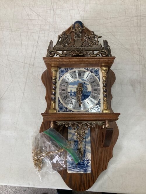 Vintage Dutch Delft Zaanse Style Wall Clock With Atlas & Details Please Read