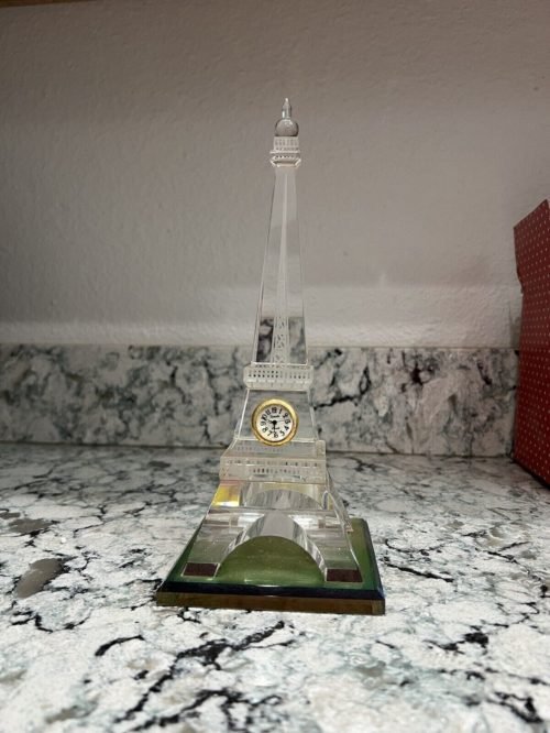 Vintage Eiffel Tower Crystal Desk Clock. New
