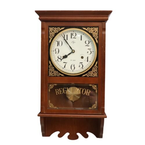 Vintage Elgin 31 Day Regulator Wood Wall Clock Mechanical Chiming
