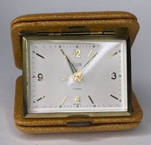 Vintage ELGIN Bradley Travel Alarm Clock World Time Made In Germany