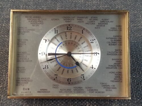 Vintage Elgin West Germany World Time Zone Clock