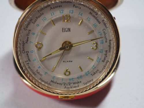 Vintage Elgin World Travel Alarm Clock-Works