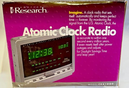 Vintage Emerson Research Atomic Clock Radio CKA1000 AM/FM Radio Brand New In Box