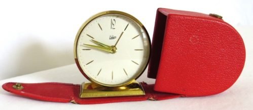 VINTAGE EMES TRAVEL ALARM CLOCK WITH FOLDING CASE