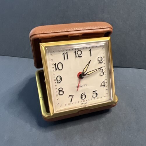 Vintage Equity Travel Alarm Clock. Works Perfectly, Brown Case