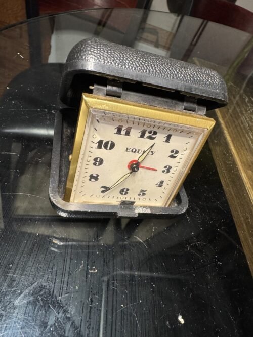 Vintage Equity Wind-Up Compact Travel Alarm/Clock w. Black Case