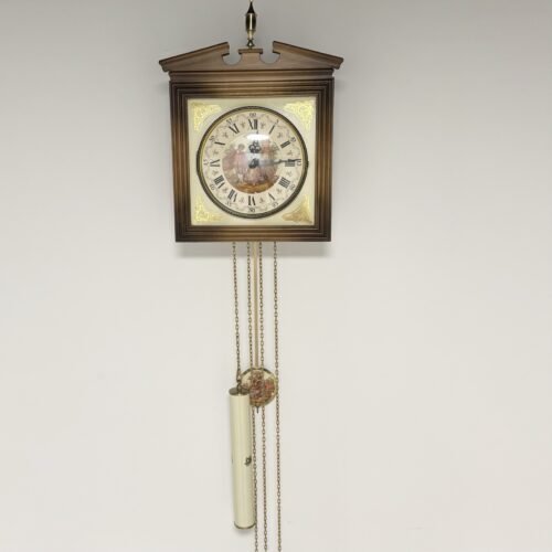 Vintage E SCHMECKENBECHER Weighted Pendulum 8 Day Wall Clock Roman Numerals READ
