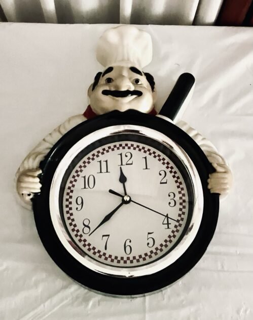 Vintage Fat Italian Chef Wall Clock Quartz. Works And Clean!!